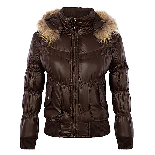 

Women's Coat Causal Fall Winter Regular Coat Regular Fit Casual Jacket Solid Color Zipper White Coffee / Spring