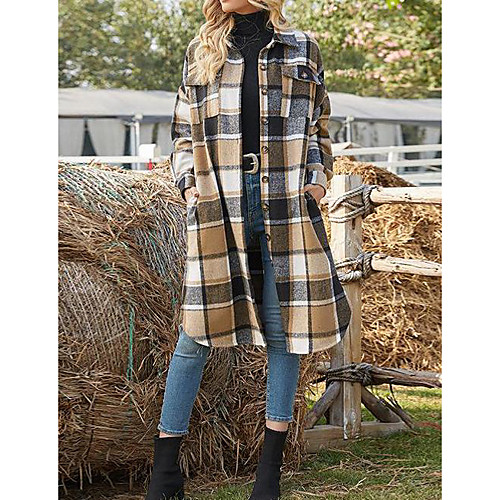 

Women's Coat Causal Fall Spring Regular Coat Regular Fit Classic & Timeless Chic & Modern Jacket Sleeveless Plaid / Check Modern Style Blue Gray