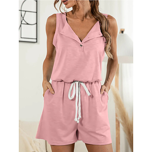 

Women's Basic Casual Causal Daily 2021 Blue Blushing Pink Black Jumpsuit Solid Color Lace up