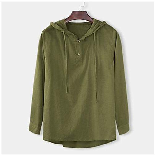 

Men's T shirt Solid Color Long Sleeve Daily Tops Casual Blue Army Green Khaki