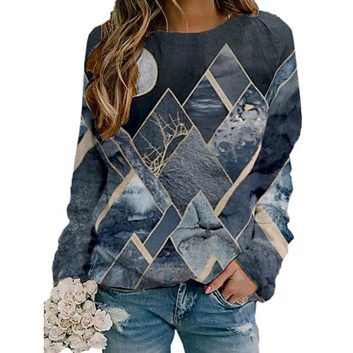 

Women's Sweatshirt Pullover Print Print Daily Sports Other Prints Sportswear Streetwear Hoodies Sweatshirts Gray