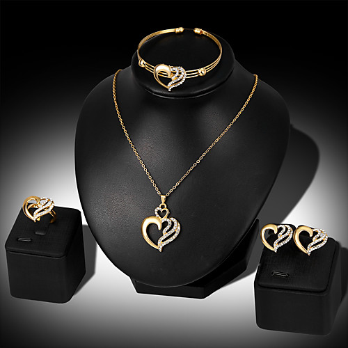 

Women's Jewelry Set Bridal Jewelry Sets Cut Out Heart Precious Fashion Gold Plated Earrings Jewelry Gold For Christmas Wedding Party Evening Gift Engagement 1 set