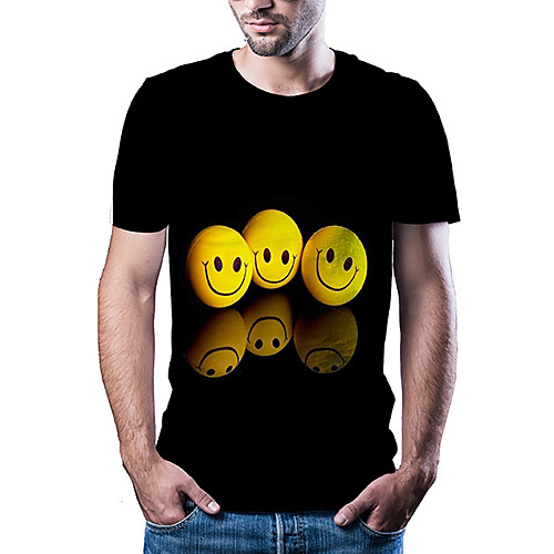 

Men's T shirt Other Prints Graphic Print Short Sleeve Daily Tops Cotton Simple Comfortable Black
