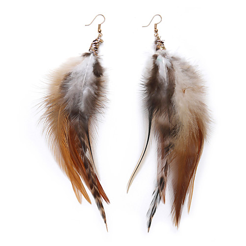 

Handmade Natural Feather Dangle Earrings Vintage Bohemian Multicolor Pheasant Feathers Earrings for Womens (js000058-2)