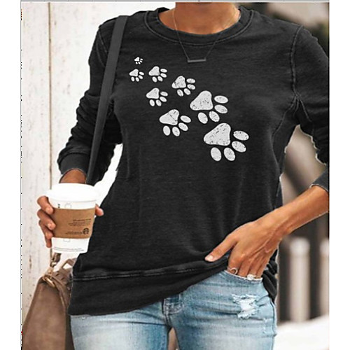

Women's Abstract Painting T shirt Graphic Animal Long Sleeve Print Round Neck Basic Tops Blue Gray Green