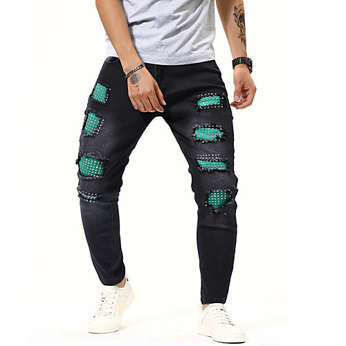 

Men's Classic Style Jeans Chinos Pants Solid Color Black