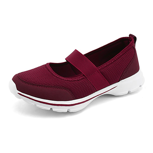 

Women's Sneakers Flat Heel Round Toe Booties Ankle Boots Daily Tissage Volant Striped Wine Purple Gray / Knee High Boots