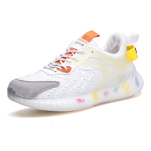 

Men's Trainers Athletic Shoes Sporty Look Sporty Casual Classic Athletic Daily Running Shoes Synthetics Tissage Volant Non-slipping Height-increasing Shock Absorbing White / Yellow Blue Color Block