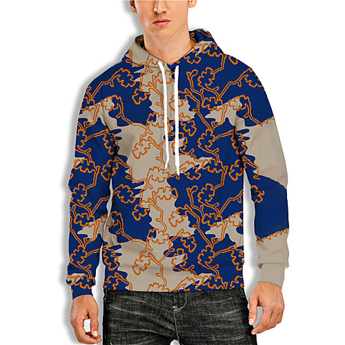 

Men's Pullover Hoodie Sweatshirt Abstract Graphic Prints Print Daily Sports 3D Print 3D Print Casual Hoodies Sweatshirts Blue