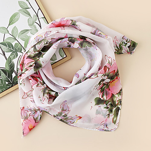 

Women's Square Scarf Holiday Multi-color Scarf Floral / Fall / Polyester