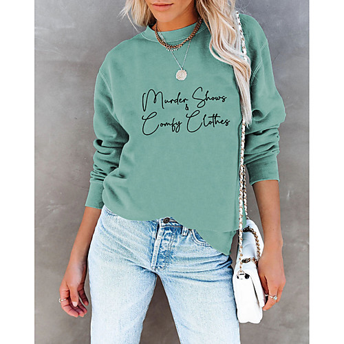 

Women's Sweatshirt Pullover Text Print Daily Sports Hot Stamping Sportswear Streetwear Hoodies Sweatshirts Wine Fuchsia Green