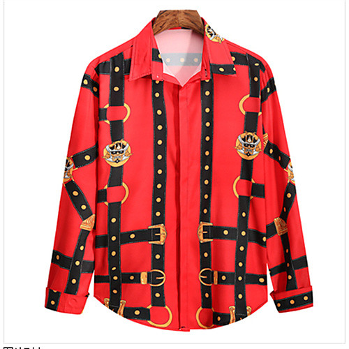 

Men's Shirt Striped Long Sleeve Daily Tops Casual Red