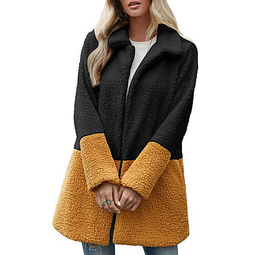

Women's Coat Going out Fall & Winter Long Coat Regular Fit Jacket Long Sleeve Solid Colored Gray White