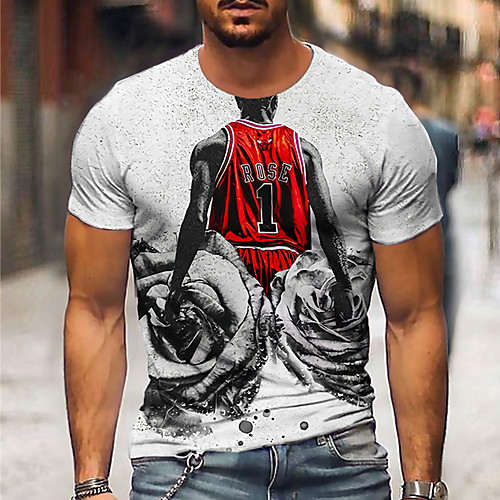

Men's Unisex Tee T shirt Shirt 3D Print Graphic Prints Olympics Print Short Sleeve Daily Tops Casual Designer Big and Tall Gray