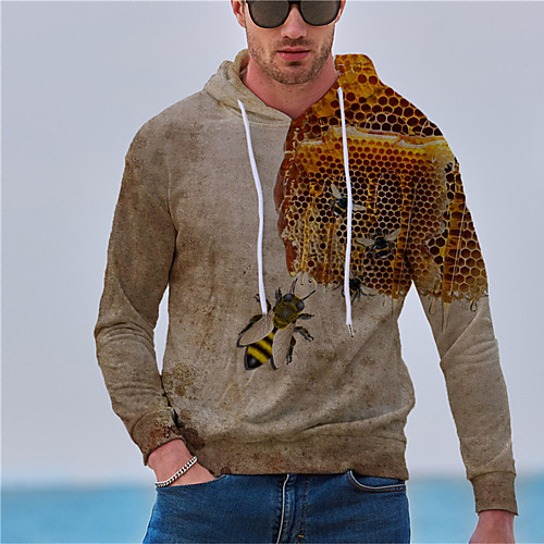 

Men's Unisex Hoodie Graphic Prints Bee Print Daily Sports 3D Print 3D Print Casual Hoodies Sweatshirts Brown