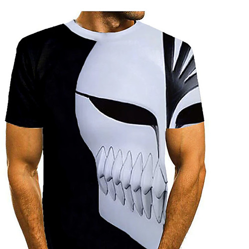 

Men's T shirt 3D Print Graphic 3D Print Short Sleeve Daily Tops Black / White