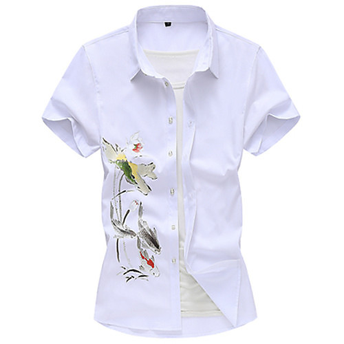 

Men's Shirt Graphic Short Sleeve Casual Tops Casual White Black Light Blue