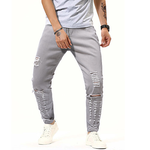 

Men's Simple Jeans Chinos Pants Solid Color Grey
