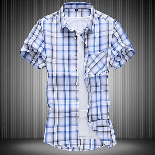 

Men's Shirt Other Prints Striped Lattice Color Block Print Short Sleeve Street Tops Simple Lightweight Fashion Classic Blue Yellow Royal Blue