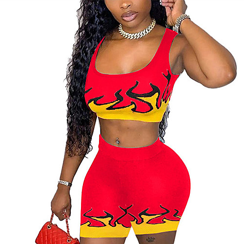 

Women's Loungewear Pajamas Sets Pocket Multi Color Mixed Color Cotton Blend Polyester Sporty Casual Tank Top Dress Round Neck Street Daily Wear Sleeveless Seamed Without Lining / 2 Pieces