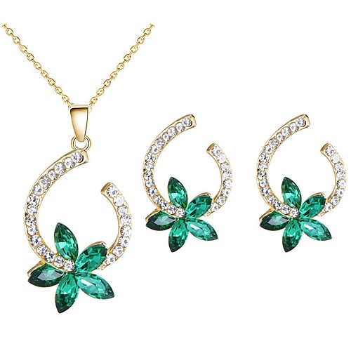 

Women's Green Synthetic Emerald Jewelry Set Fashion Sweet Earrings Jewelry Gold For Gift Formal Festival