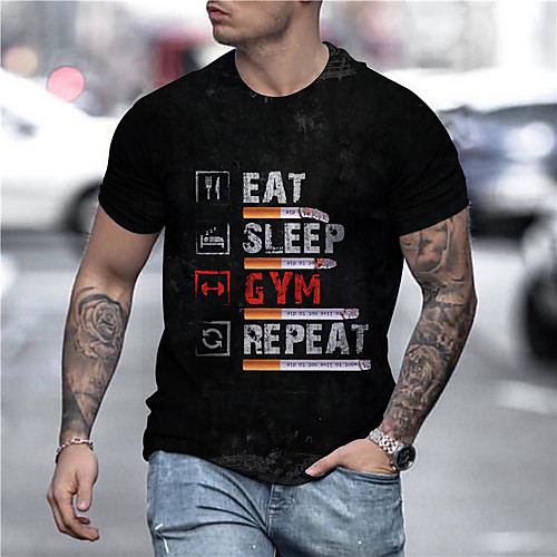 

Men's Unisex Tee T shirt Shirt 3D Print Graphic Prints Letter Print Short Sleeve Daily Tops Casual Designer Big and Tall Black