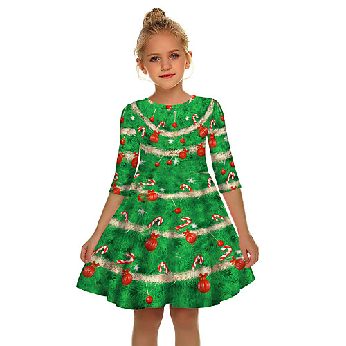 

Santa Suit Dress Cosplay Costume Girls' Movie Cosplay Cute Green Turquoise Dress Christmas Halloween New Year Polyester