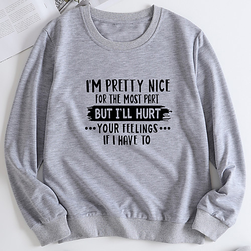 

Women's Pullover Sweatshirt Letter Print Casual Hot Stamping Casual Hoodies Sweatshirts Yellow Light Grey White