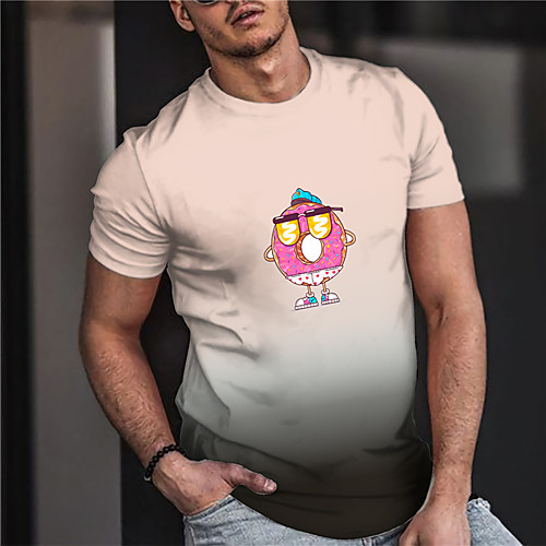 

Men's Unisex Tee T shirt Shirt 3D Print Food Graphic Prints Print Short Sleeve Daily Tops Casual Designer Big and Tall Blushing Pink