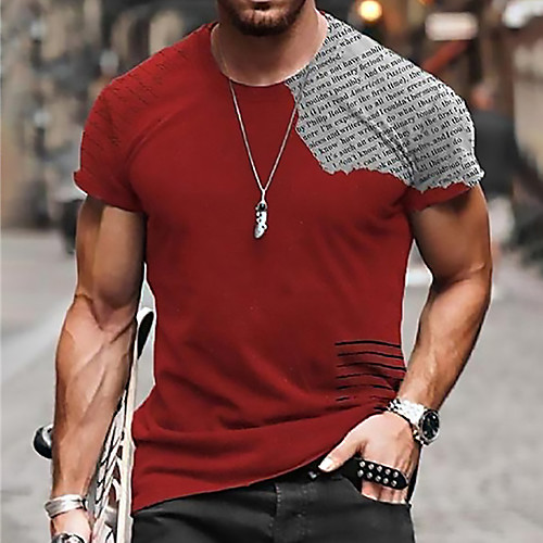 

Men's Unisex Tee T shirt Shirt 3D Print Graphic Prints Letter Print Short Sleeve Daily Tops Casual Designer Big and Tall Red