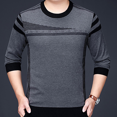 

Men's Stylish Vintage Style Knitted Solid Color Pullover Sweater Long Sleeve Sweater Cardigans Crew Neck Fall Winter Gray Green Red