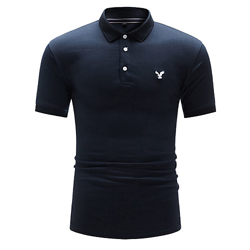 

Men's Polo Shirt Eagle Button-Down Short Sleeve Street Tops Cotton Business Casual Breathable Comfortable Royal Blue