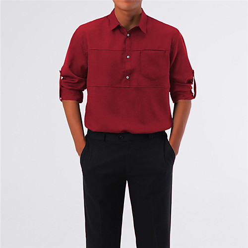 

Men's Shirt Solid Color Long Sleeve Casual Tops Casual White Black Red