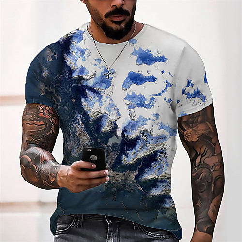 

Men's Unisex Tee T shirt Shirt 3D Print Graphic Prints Sea Print Short Sleeve Daily Tops Casual Designer Big and Tall Blue