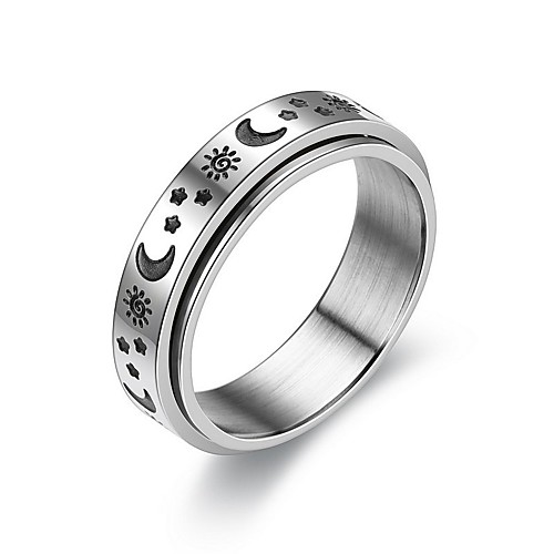

Ring Geometrical Silver Titanium Steel Sun Moon Heart Stylish Unique Design European 1pc 6 7 8 9 10 / Star