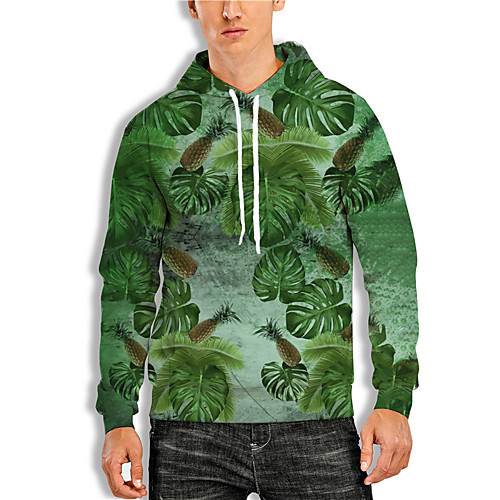 

Men's Pullover Hoodie Sweatshirt Trees / Leaves Graphic Prints Print Daily Sports 3D Print 3D Print Casual Hoodies Sweatshirts Green