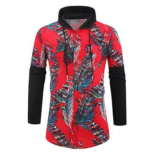 

Men's Shirt Graphic Long Sleeve Casual Tops Casual Red