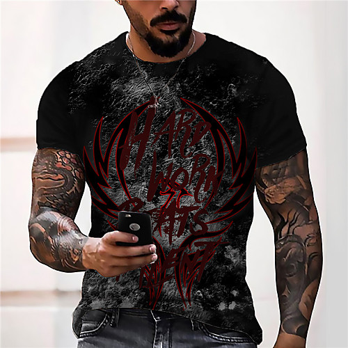 

Men's Unisex Tee T shirt Shirt 3D Print Graphic Prints Letter Print Short Sleeve Daily Tops Casual Designer Big and Tall Black