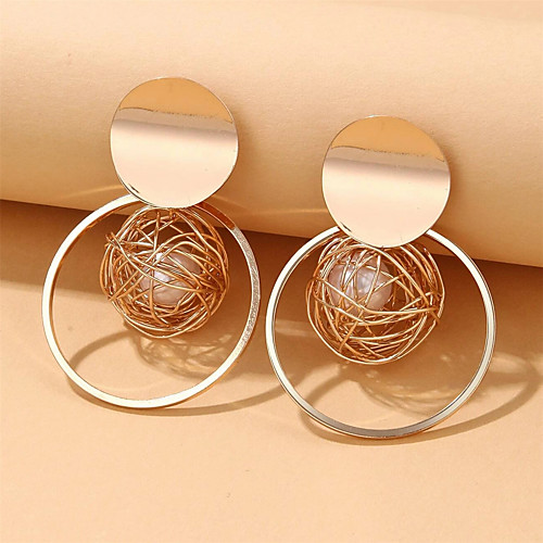

Hoop Drop Earrings Earrings Hollow Stylish Elegant Modern Trendy Cool Imitation Pearl Earrings Jewelry Gold For Party Evening Formal Prom Date Birthday 1 Pair