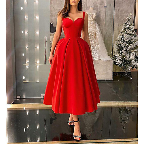 

Women's A Line Dress Midi Dress Red Sleeveless Solid Color Modern Style Summer V Neck Sexy Gentle 2021 S M L XL