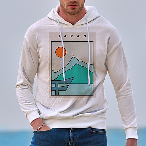 

Men's Unisex Hoodie Graphic Prints Landscape Print Casual Daily Hot Stamping Basic Designer Hoodies Sweatshirts White
