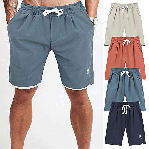 

Men's Classic Style Chinos Shorts Pants Solid Color Blue Khaki Orange Navy Blue