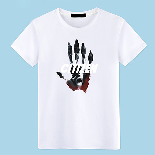 

Women's Painting T shirt Graphic Text Print Round Neck Basic Tops 100% Cotton Wine Gray Royal Blue