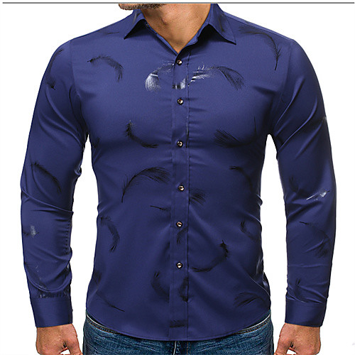 

Men's Shirt Graphic Long Sleeve Daily Tops Casual Wine Black Navy Blue