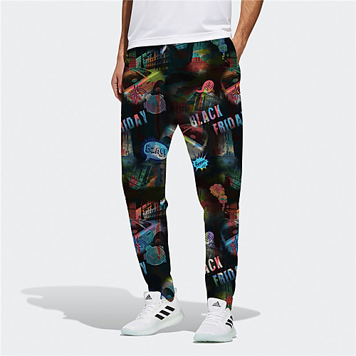 

Men's Novelty Designer Casual / Sporty Big and Tall Breathable Sports Daily Fitness Jogger Pants Sweatpants Trousers Pants Graphic Prints Letter Full Length Drawstring Elastic Waist Black