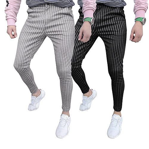

Men's Classic Style Outdoor Daily Work Dress Pants Pants Solid Color Full Length Zipper Grey Black