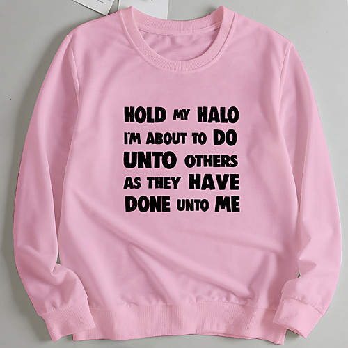 

Women's Pullover Sweatshirt Letter Print Casual Hot Stamping Casual Hoodies Sweatshirts Wine Red Blushing Pink Red