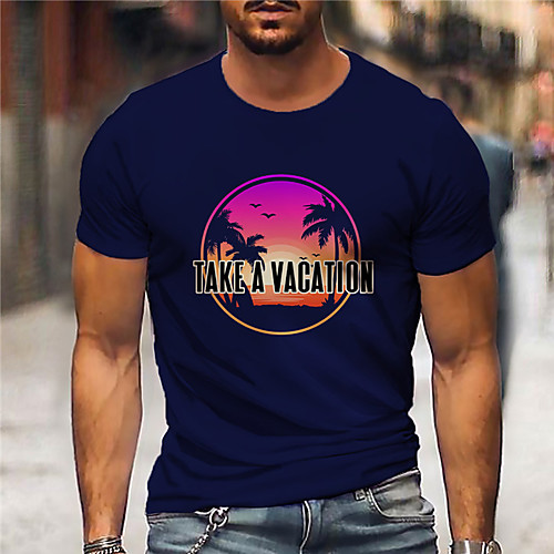 

Men's Unisex Tee T shirt Shirt Hot Stamping Graphic Prints Beach Print Short Sleeve Daily Tops Casual Designer Big and Tall Blue Black / Summer