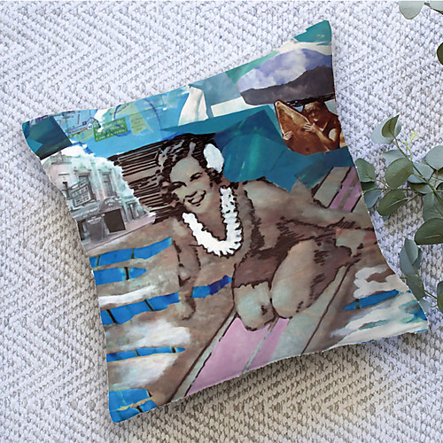 

Beach Vacation Double Side Cushion Cover 1PC Soft Decorative Square Throw Pillow Cover Cushion Case Pillowcase for Bedroom Livingroom Superior Quality Machine Washable Outdoor Cushion for Sofa Couch Bed Chair Oil Painting Style