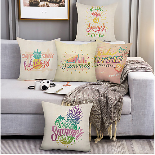 

Summer Double Side Cushion Cover 5PC Soft Decorative Square Throw Pillow Cover Cushion Case Pillowcase for Bedroom Livingroom Superior Quality Machine Washable Outdoor Cushion for Sofa Couch Bed Chair